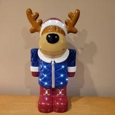 LED Resin Light Up Reindeer Statue 2 Light Modes 18.5” Statue ~by Plow & Hearth