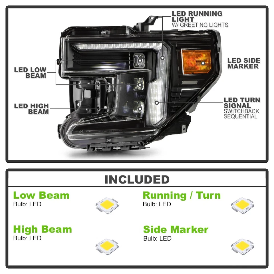 For 2019-2021 GMC Sierra 1500 Sequential Full LED Headlights w/ Greeting Light - Изображение 4 из 4