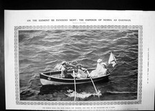 Old Antique Print Emporor Russia Oarsman Family Boat Tsar Daughters 1909 20th