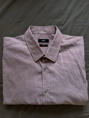 Boss Hugo Boss Herren Hemd Langarm Gr. XL Slim Fit Businesshemd Gestreift