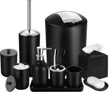 Set Accesorios Ba o Negro 10 Piezas con Cubo Jab n Cepillos y Organizadores