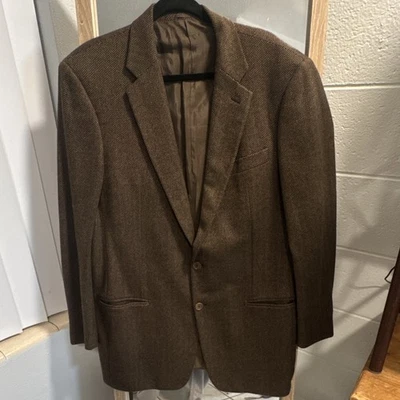 Giorgio Armani Men's Brown Herringbone Cashmere Tweed Blazer 42R 2Btn SB