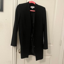 Calvin Klein Black Open Front Longline Blazer Jacket Size 6