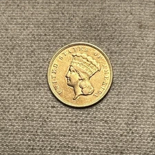 1874 $3 Three Dollar Gold Indian Princess - Cleaned ZM
