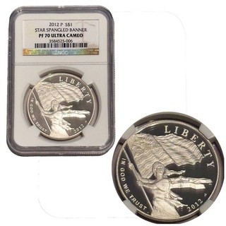 2012 P Star Spangled Banner Silver Dollar Proof NGC Graded PF 70 Ultra Cameo