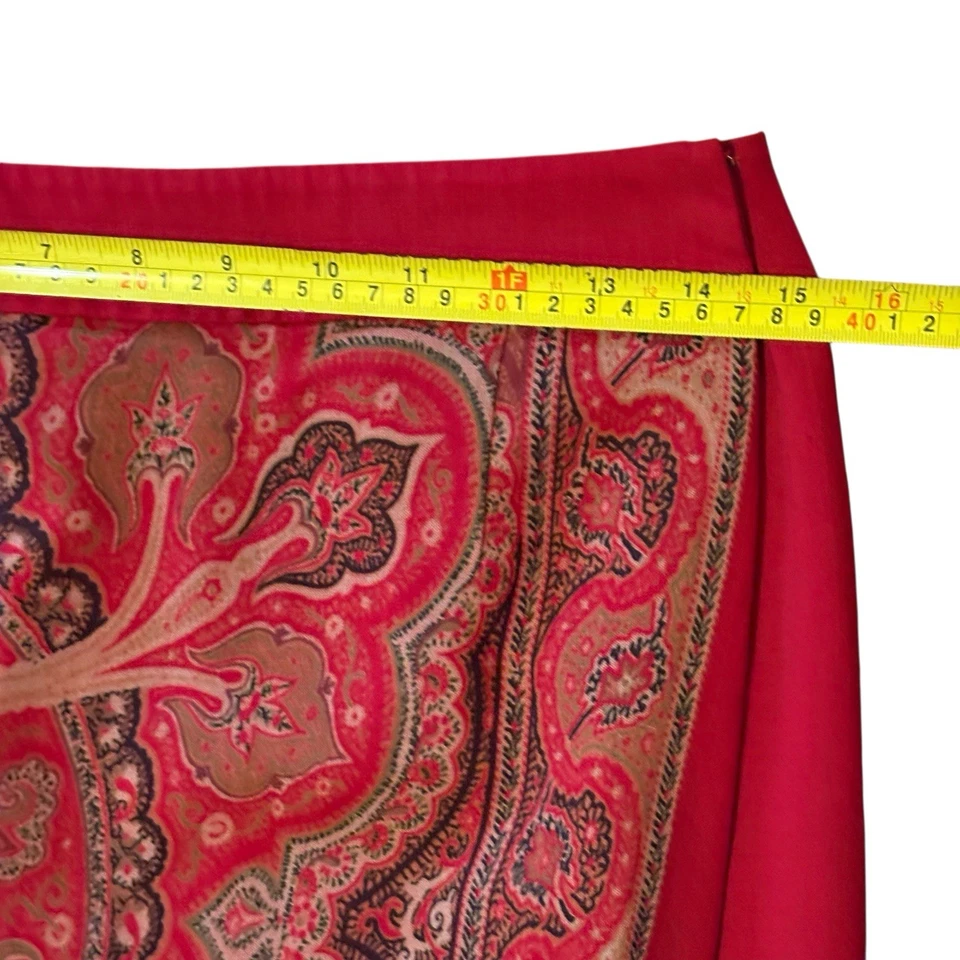 Vintage Talbots Wrap Skirt Women's Petite 14 Red Paisley 100% Wool - Image 4 of 4