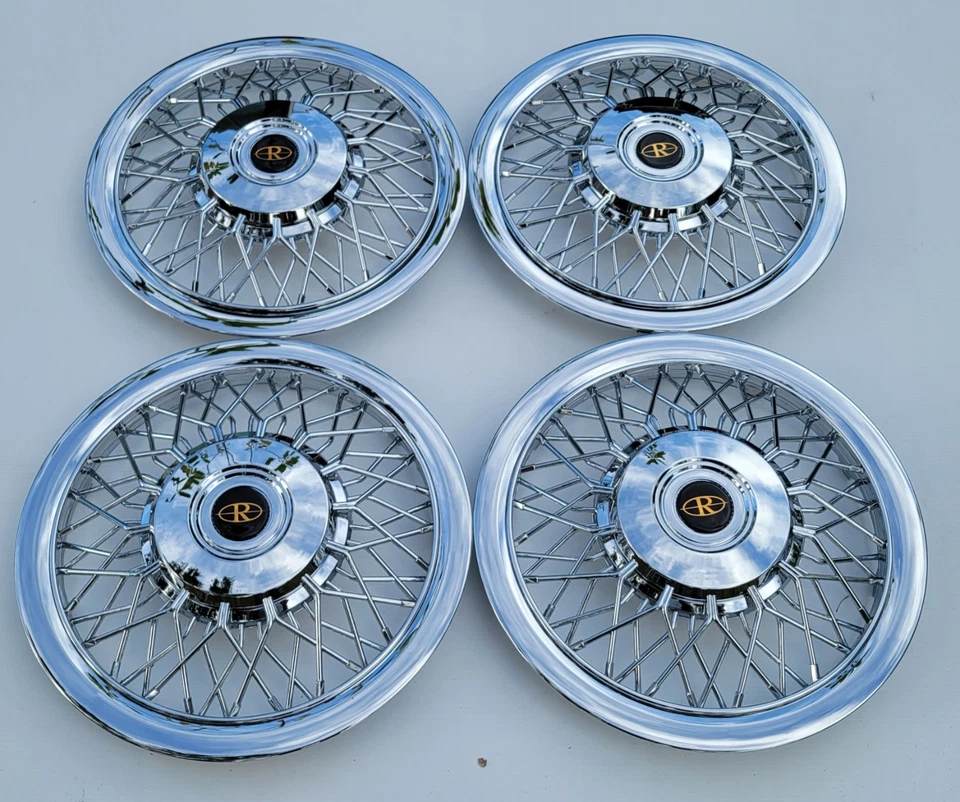 Tapacubos de radios de cable cromado de 15" (4) para buick & riviera cualquier año con neumáticos r15 Foto 2 de 4