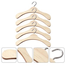 5Pcs Wooden Hangers For Miniature Dolls Clothes Rack Wood Color