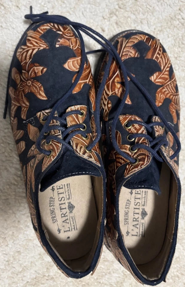 Spring Step L'Artiste Jigsaw Leather Oxford Shoes Lace-Up - 8 US - Image 2 of 4