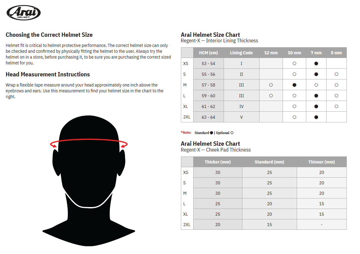 arai helmet 2019 helmet sizing chart Arai Regent-X Jungle Full Face Motorcycle Helmet - All Sizes