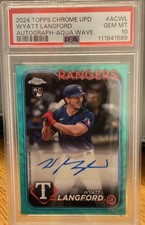 2024 Topps Chrome Update Wyatt Langford Auto Aqua Wave /199 PSA 10 #AC-WL