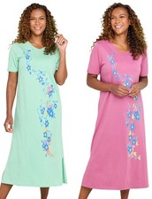 Ladies Ladies Nighties (Pack Of 2) Cosy Short Sleeve Nightdress Set For Women (