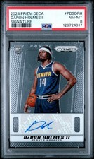 PSA 8 - DARON HOLMES II Auto - 2024 Prizm Deca Signature Rookie - DENVER NUGGETS