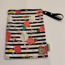 Itzy Ritzy Wet/ Dry Bag- Floral Stripe - Large Reusable Travel Bag