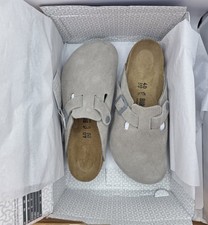 Birkenstock Boston Bs Leather Suede Stone Coin Color Regular Wide