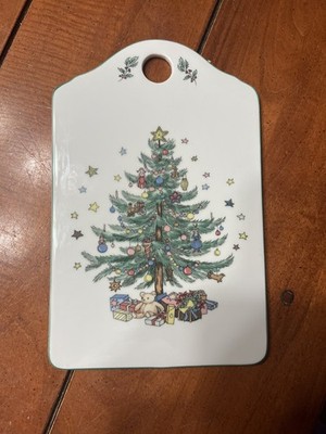 NIKKO Vintage Christmas Holiday Tree Porcelain Plaque, snack cheese tray Country