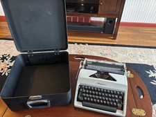 Vintage Olympia SM Manual Typewriter Light Gray & OEM Case Made In Germany thumbnail