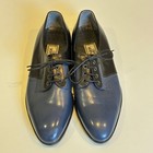 Vintage 90s Gianni Versace Derby Shoes Blue And Black Leather Size 8 Italy Mint — photo 3
