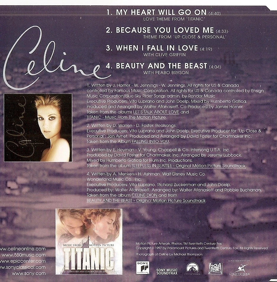 Celine Dion - MY HEART WILL GO ON ( LOVE THEME FROM TITANIC ) - MAXI CD - Bild 2 von 2