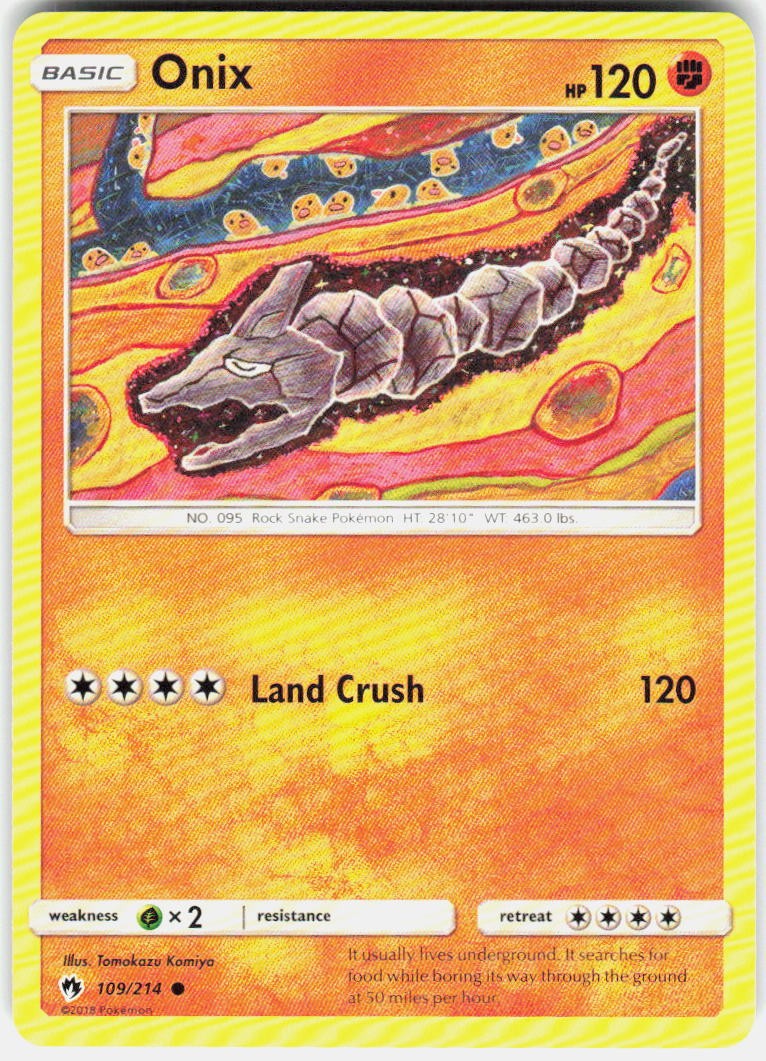 Onix 109/214 Common Lost Thunder Pokemon Near Mint A020