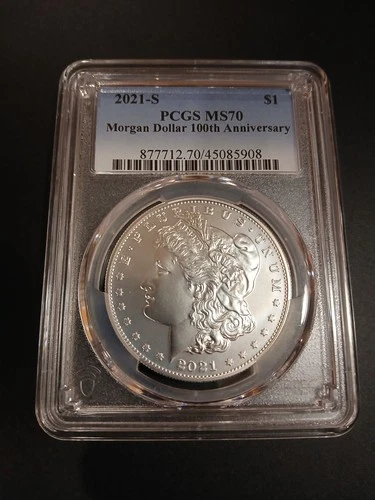 2021-S Morgan Silver Dollar MS70 PCGS 100th Anniversary