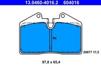 Ate Bremsbelagsatz Scheibenbremse 13.0460-4016.2 FüR Porsche 964 968 993 944 911