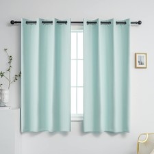 YGO 45 inch Bedroom Curtain Panels Functional 45"W x 52"L Pack of 2 , Aqua