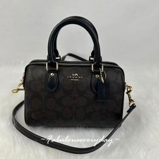 Coach Mini Rowan Crossbody Bag In Signature Canvas Gold/Walnut/Black CW329 NWT
