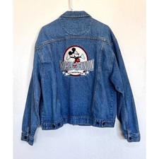 Vintage 1996 Mickey Mouse Cartoon Disney World Reunion Embroidered Denim Jacket