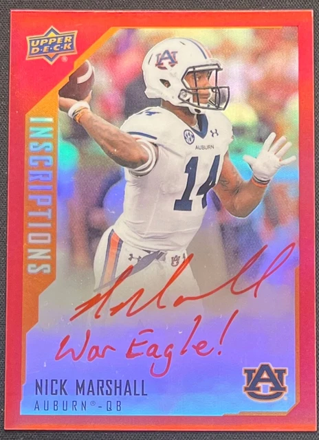 2015 Upper Deck Star Rookie Nick Marshall #106 Auto War Eagle! Inschrift