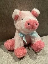 Melissa  Doug Fluffy Pink Pig 8" Soft Plush Toy with Gingham Bow