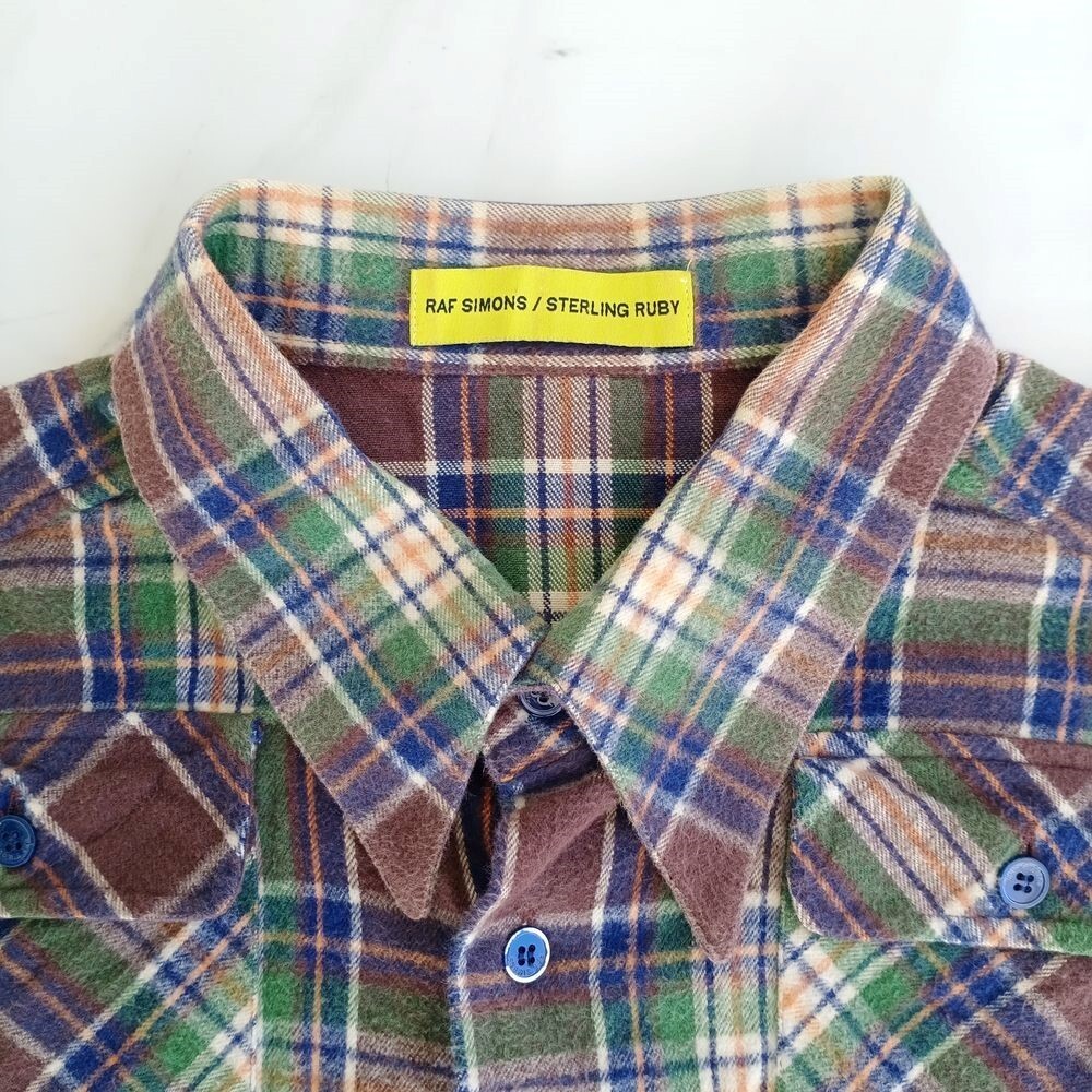 Raf Simons X Sterling Ruby Check Flannel Green Brown Polo T Raf Simons X Sterling Ruby Check Flannel Green Brown Polo T