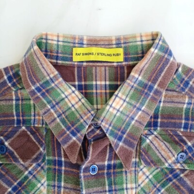 Raf Simons X Sterling Ruby Check Flannel Green Brown Polo T Shirt