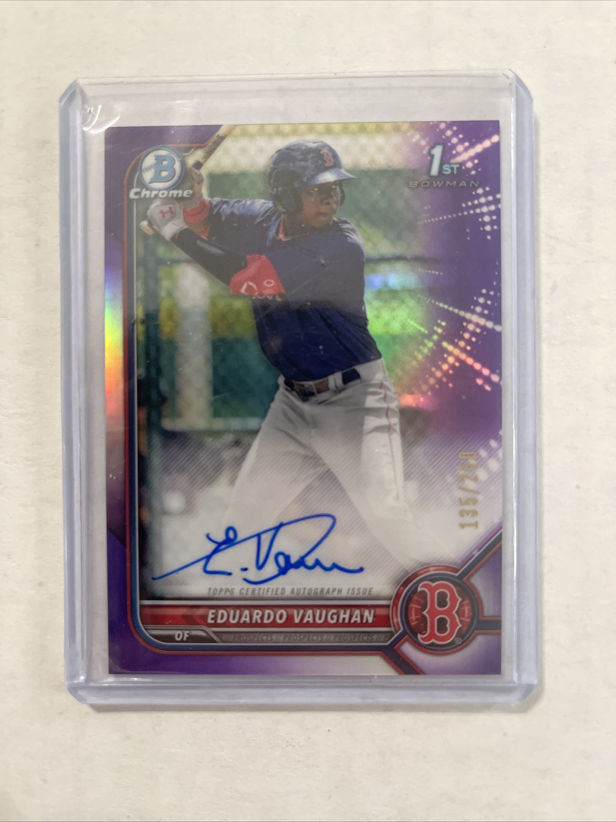 2022 Bowman Chrome Eduardo Vaughan 1st Bowman Purple Refractor Auto /250