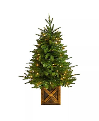 Nearly Natural 3ft Finland Fir Artificial Christmas Tree Decorative Planter.NEW