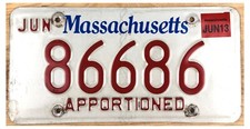 Massachusetts 2013 APPORTIONED TRUCK License Plate 86686!