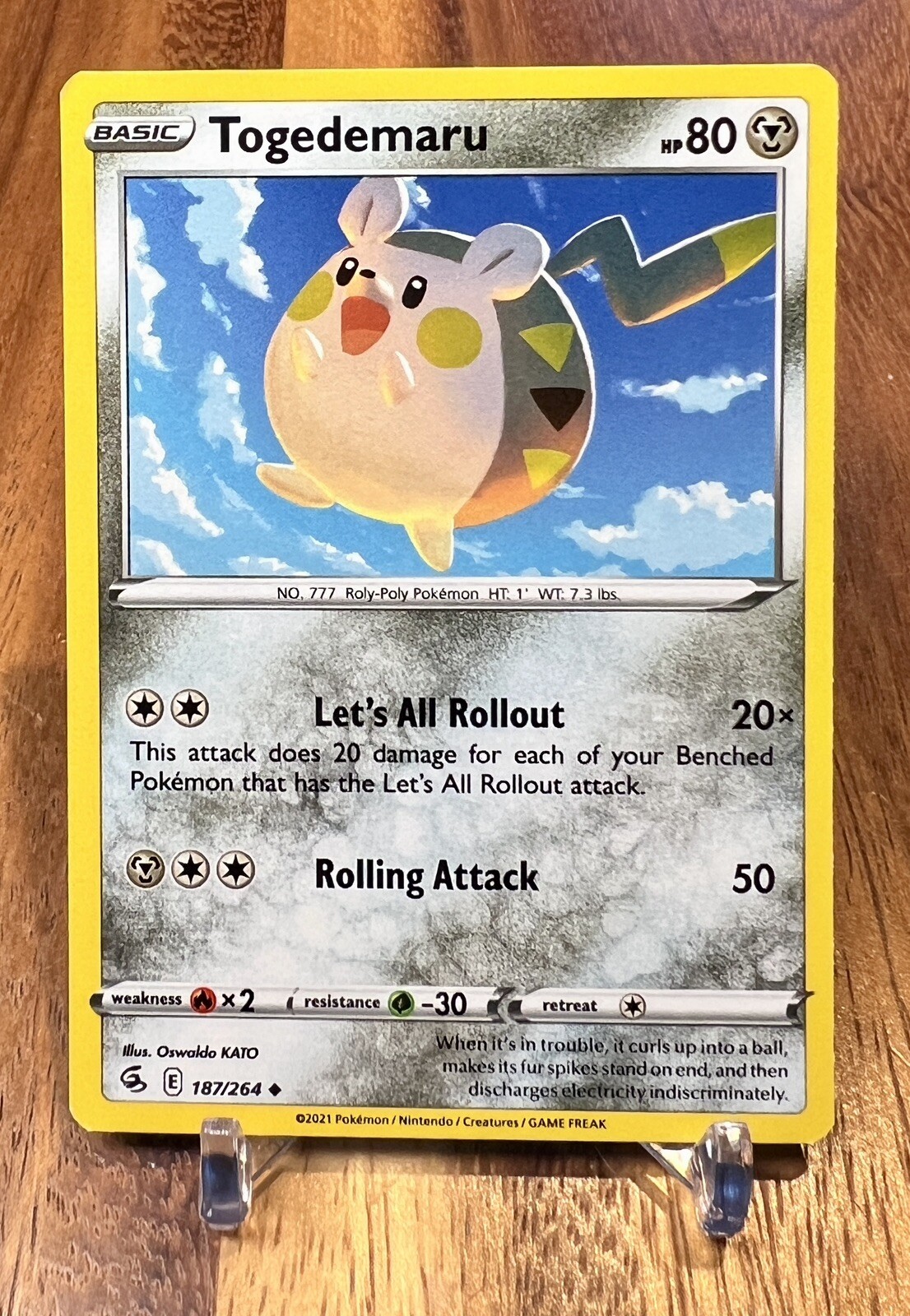 Togedemaru 187/264 Non Holo Fusion Strike Pokemon Card NM