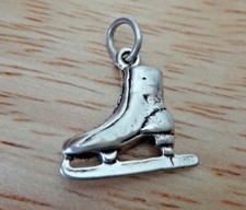 Sterling Silver 3D 15x15mm Ice Skater Skate Charm