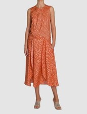 Stella McCartney Women's Orange Floral A-Line Silk Midi Dress Size 38