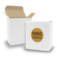 Itenga Set Handgemacht 24Xfaltschachtel Quader Weiß Braun + Sticker Gastgeschenk
