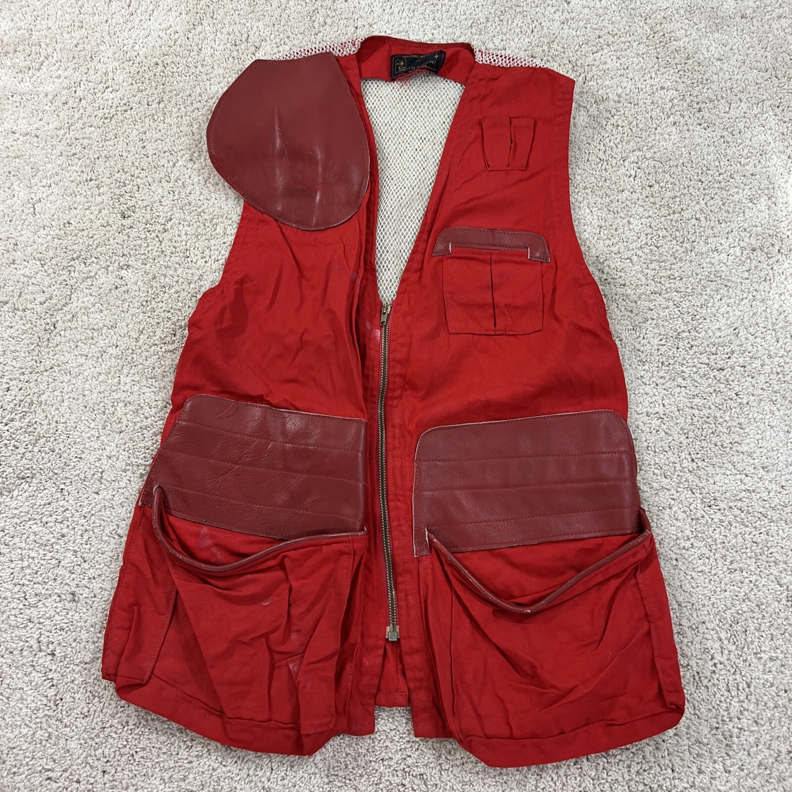 Canvas Fishing Hunting Vest Shoshoni Apparel Outdoor Multi-Pocket red Vintage