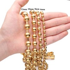6/8/10/12mm 7"-40" WOMEN MEN GOLD SOLID STAINLESS STEEL BALL CHAIN NECKLACE