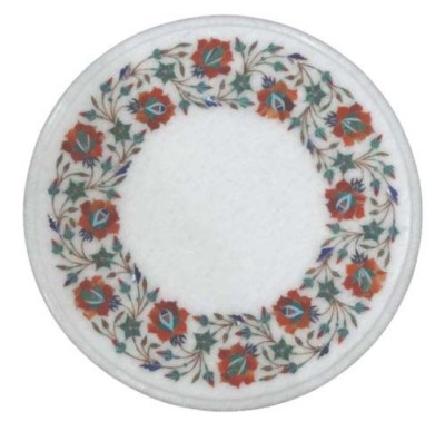 12'' Marmor Tischplatte Floral Halbedelstein Handgefertigt Pietradura Intarsie