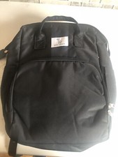 Mochila para pañales de alpaca para bebé - negra 3 compartimentos con cremallera, bolsillos laterales e interiores