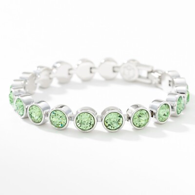 Touchstone Crystal by Swarovski PERIDOT Ice Bracelet Green Rhodium Plated 7 1/4''