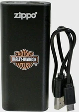 Zippo Black Harley Davidson Hand Warmer and Power Bank, 40146, New In Box