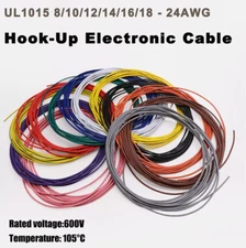 UL1015 8/10/12/14/16/18 - 24AWG Stranded Wire Hook-Up Electronic Cable RoHS 600V