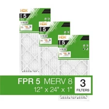 3-Pack Standard Pleated Air Filter 12x24x1, Air Filters Replacement FPR 5 MERV 8