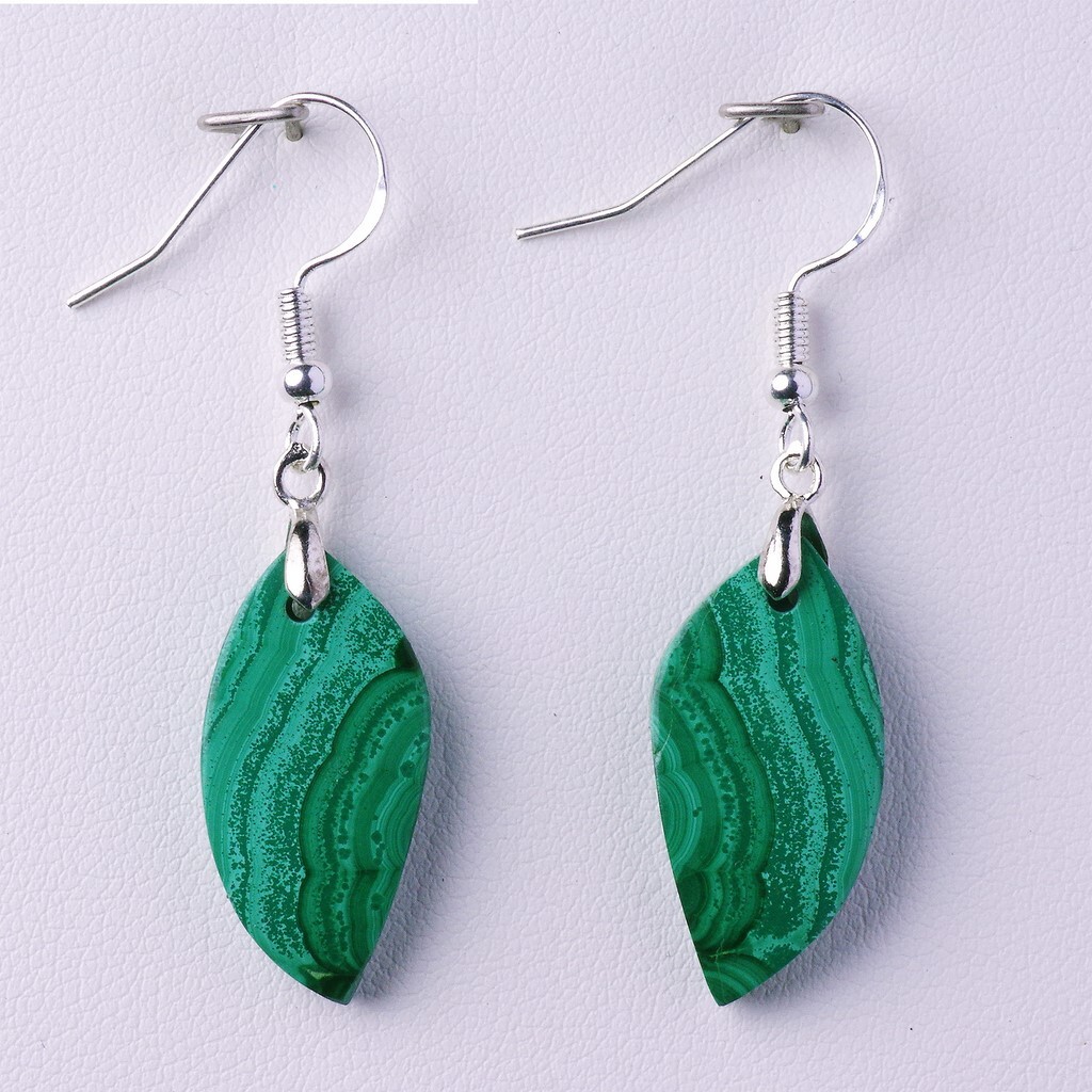 Boucles d'oreilles malachite 32,33 ct anti-ternissement pour oreilles sensibles