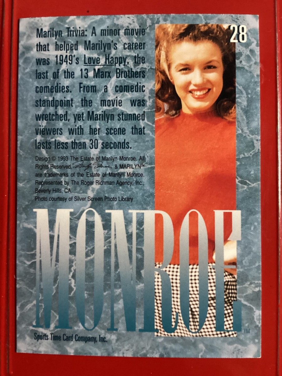 MARILYN MONROE 1993 Sports Time Trading Card #28 Little Rock | eBay